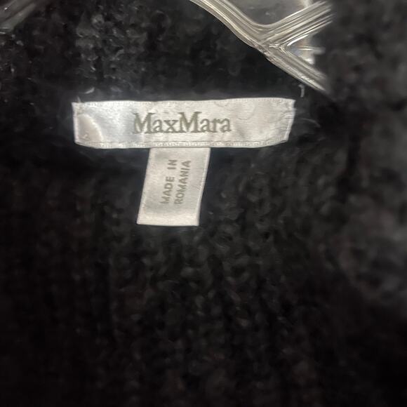 MaxMara Cable Knit Mohair Blend Black Turtleneck Sweater S - Picture 2 of 4
